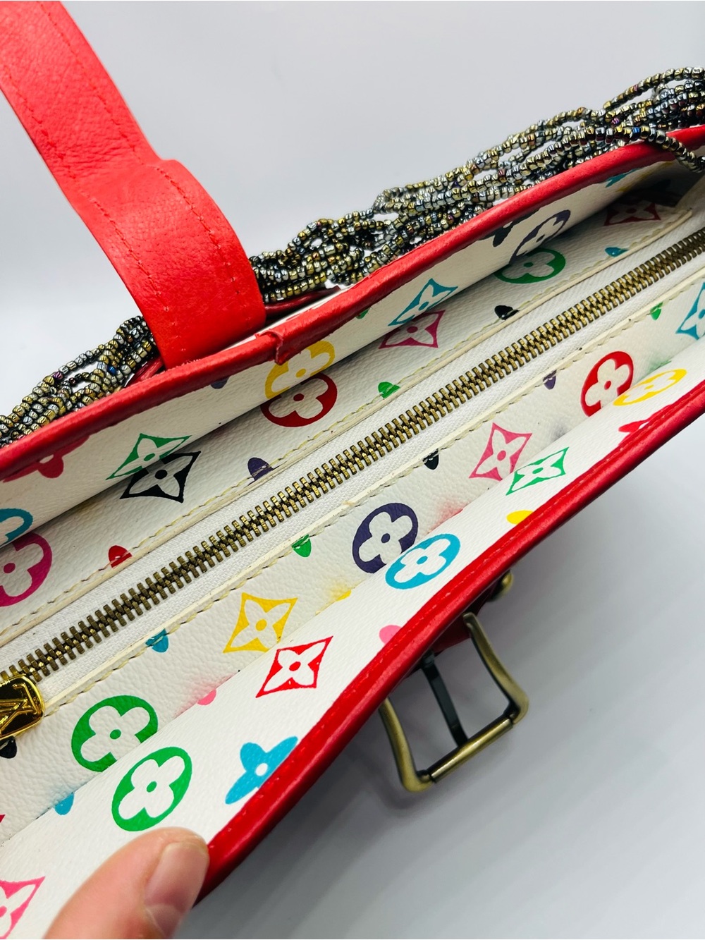 Louis Vuitton Red Leather Multicolor Monogram Shoulder Bag - Picture 13 of 16